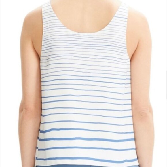 Theory | 100% Silk Striped Scoop Neck Tank Top In Blue & White | Size XS - Picture 3 of 10